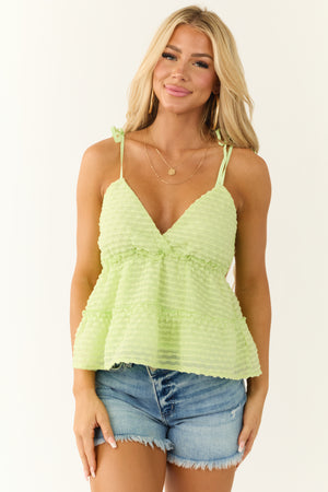 Lime Textured Ruffle Tiered Cami Blouse