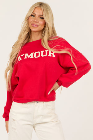 Lipstick 'Amour' Graphic Long Sleeve Sweatshirt