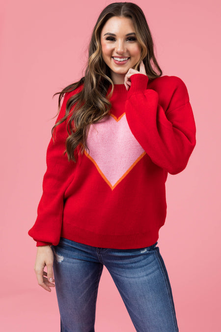 Lipstick Heart Graphic Long Sleeve Sweater