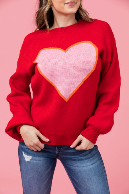 Lipstick Heart Graphic Long Sleeve Sweater