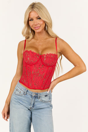 Lipstick Lace Bustier Corset Crop Top