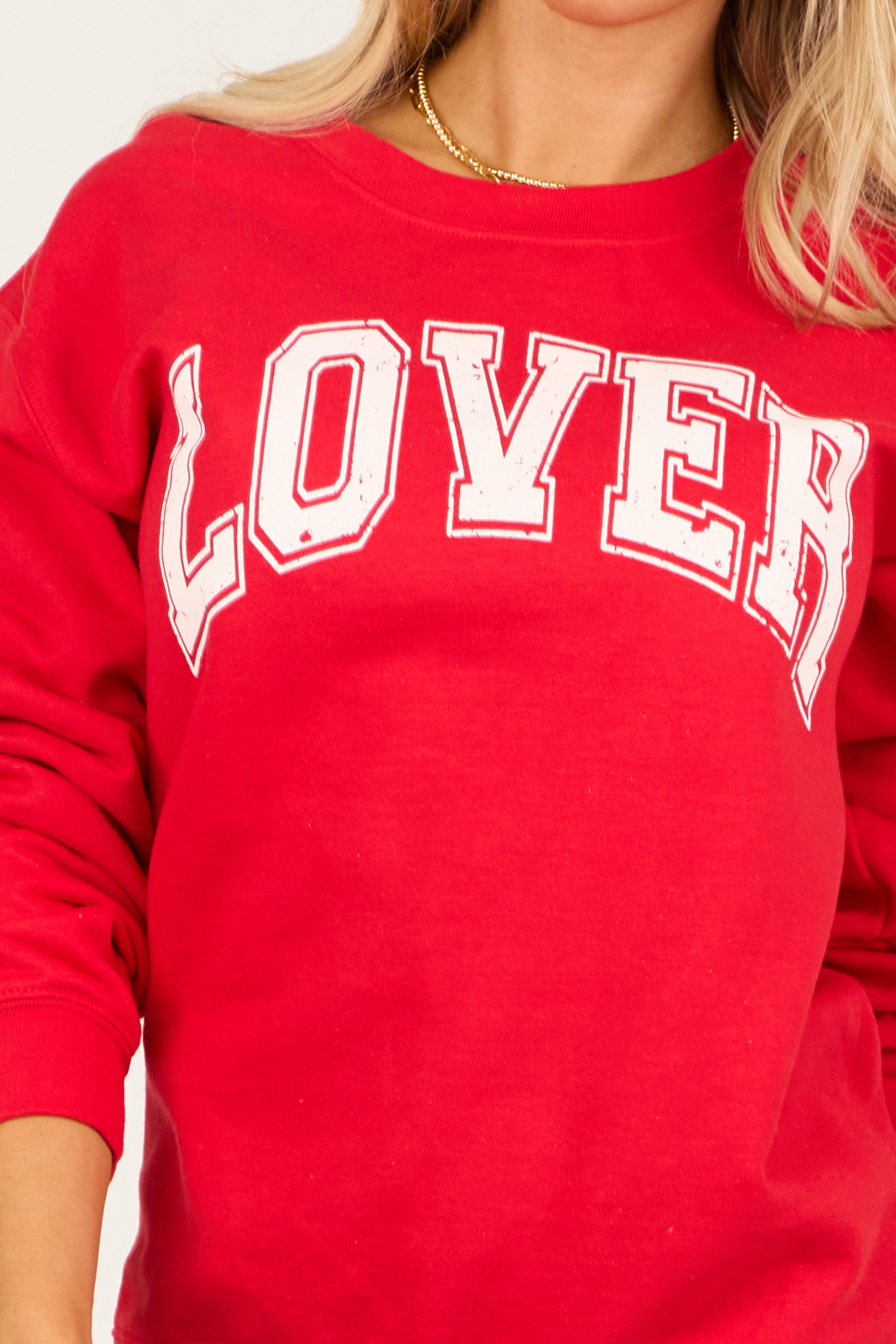 Lipstick 'Lover' Graphic Long Sleeve Sweatshirt