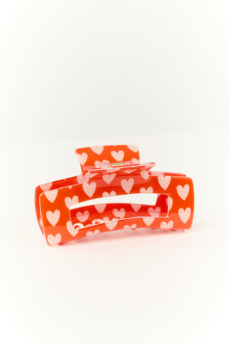 Lipstick Heart Pattern Square Claw Hair Clip