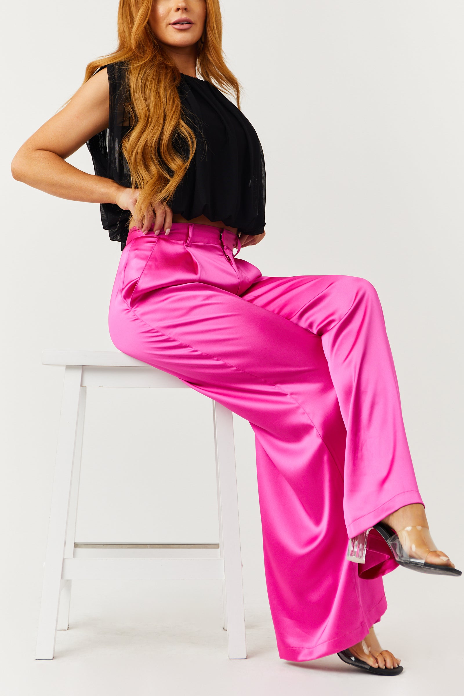 Francisco satin pink pants - Ines de la Fressange Paris