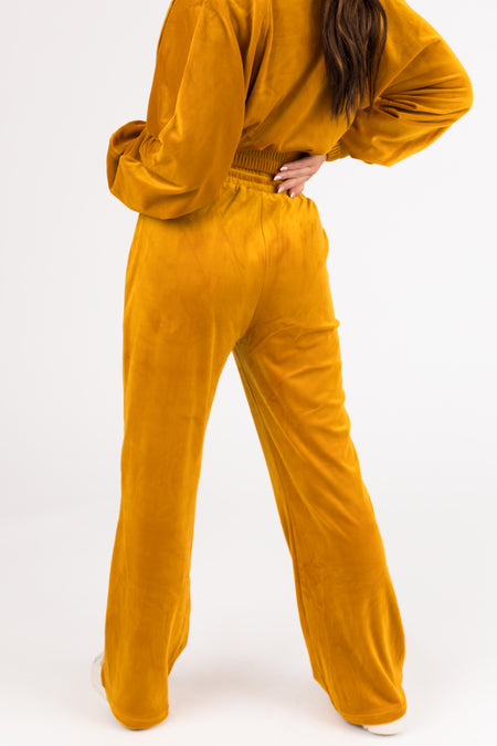 Marigold Velour Zip Up Jacket and Joggers Set