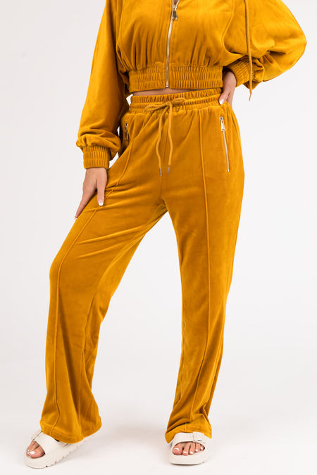 Marigold Velour Zip Up Jacket and Joggers Set