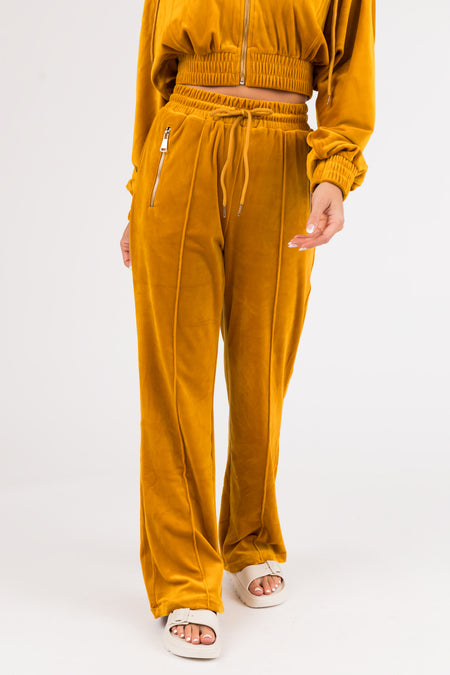 Marigold Velour Zip Up Jacket and Joggers Set