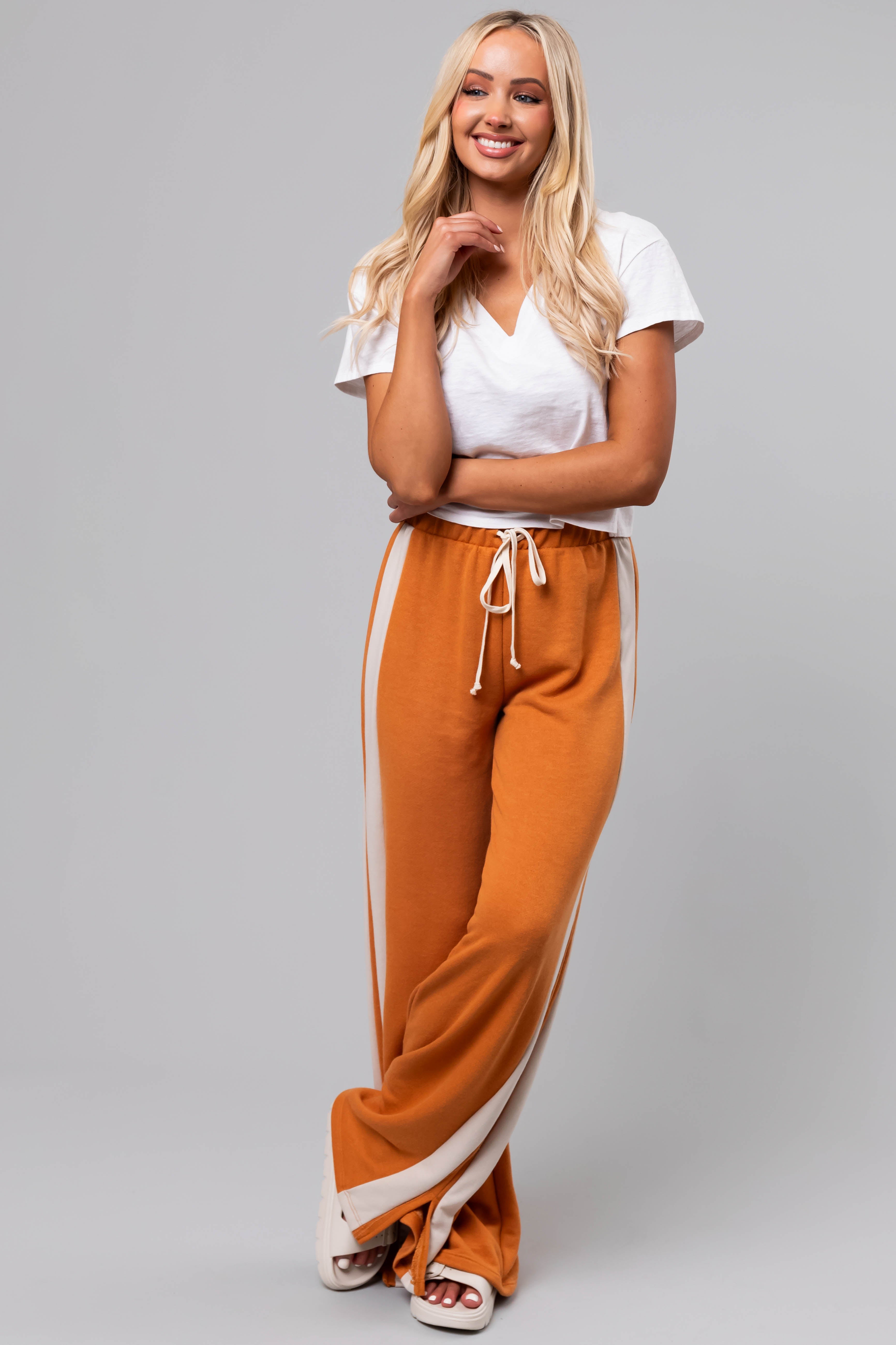 Marmalade Side Stripe Wide Leg Drawstring Pants