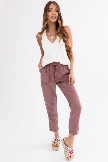 Marsala Straight Leg Drawstring Soft Pants