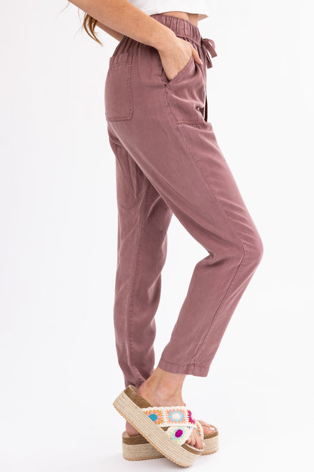 Marsala Straight Leg Drawstring Soft Pants