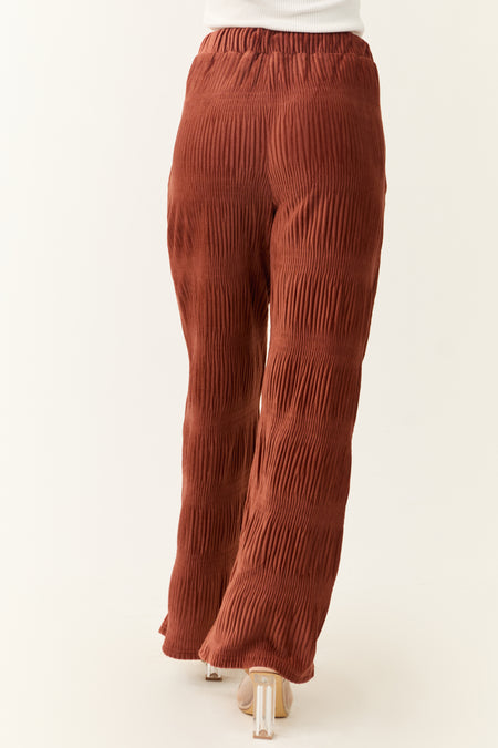 Marsala Super Soft Crinkle Velvet Wide Pants