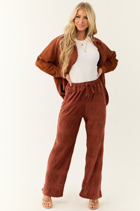 Marsala Super Soft Crinkle Velvet Wide Pants