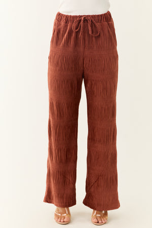 Marsala Super Soft Crinkle Velvet Wide Pants