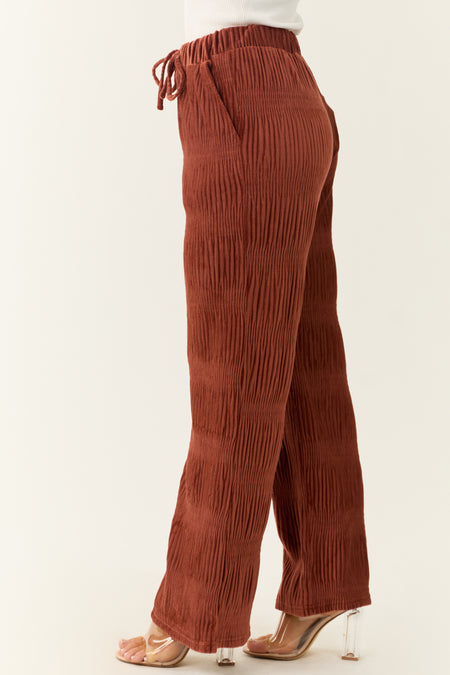 Marsala Super Soft Crinkle Velvet Wide Pants