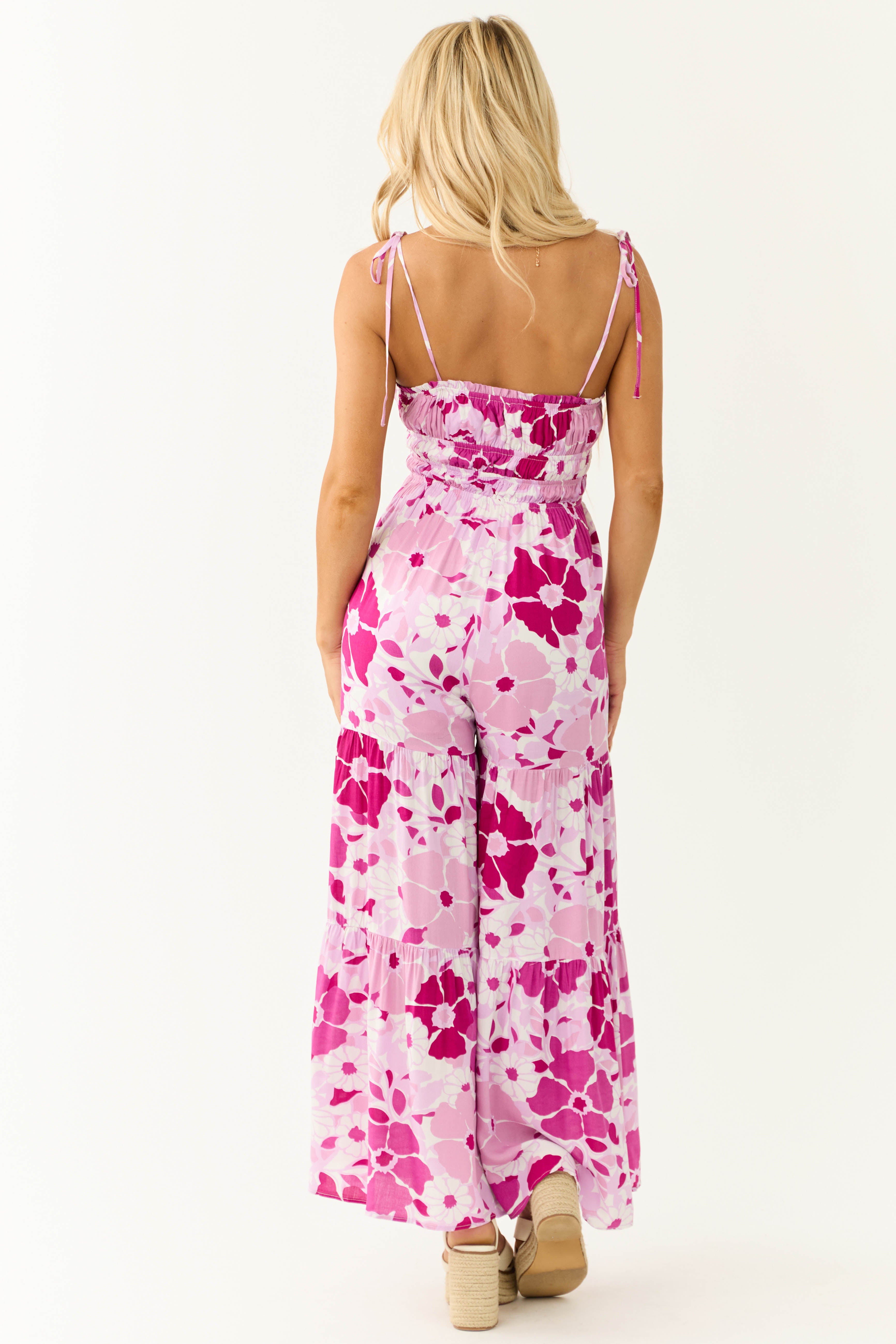 Mauve Floral Print Flowy Jumpsuit