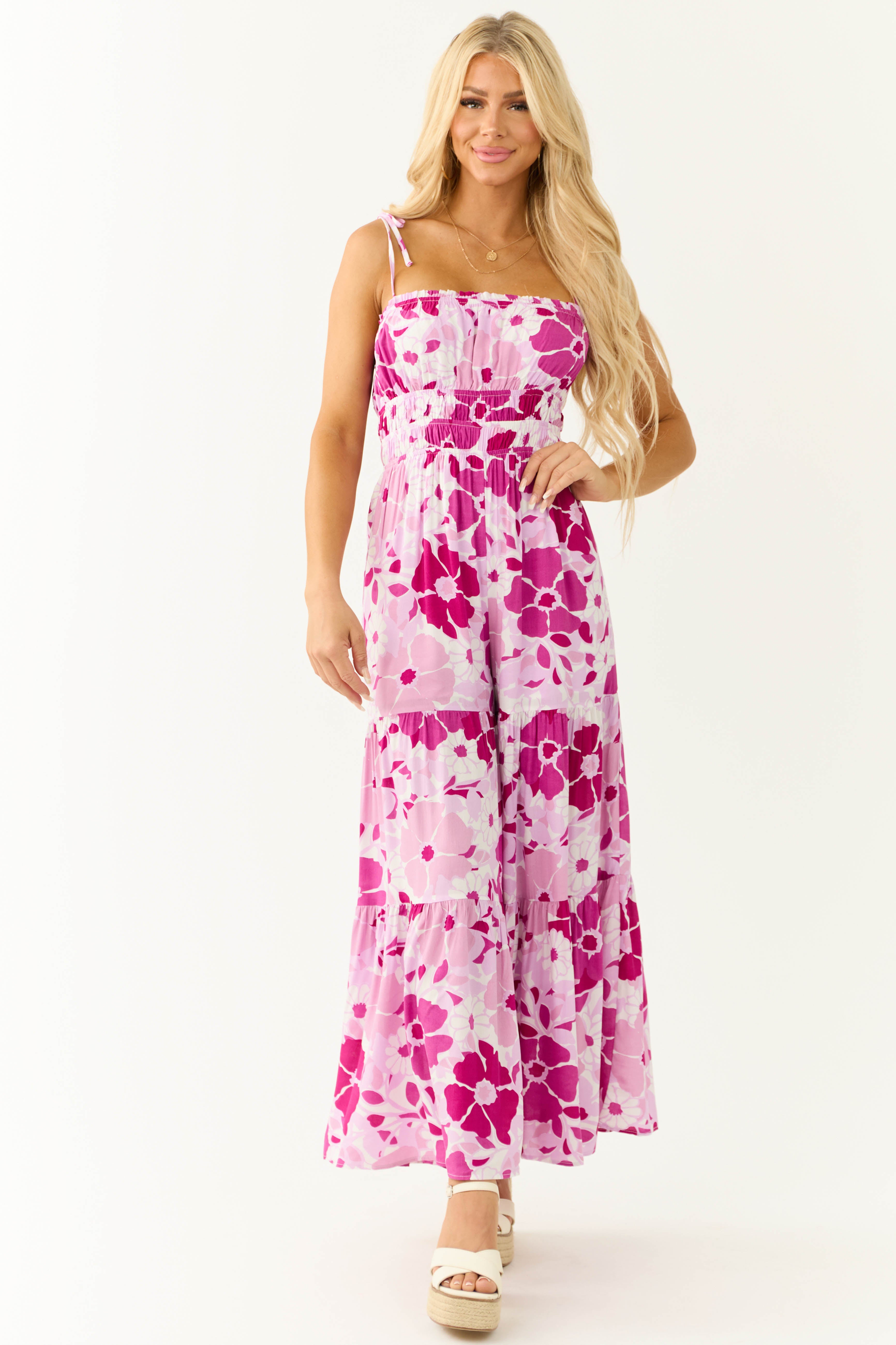 Mauve Floral Print Flowy Jumpsuit