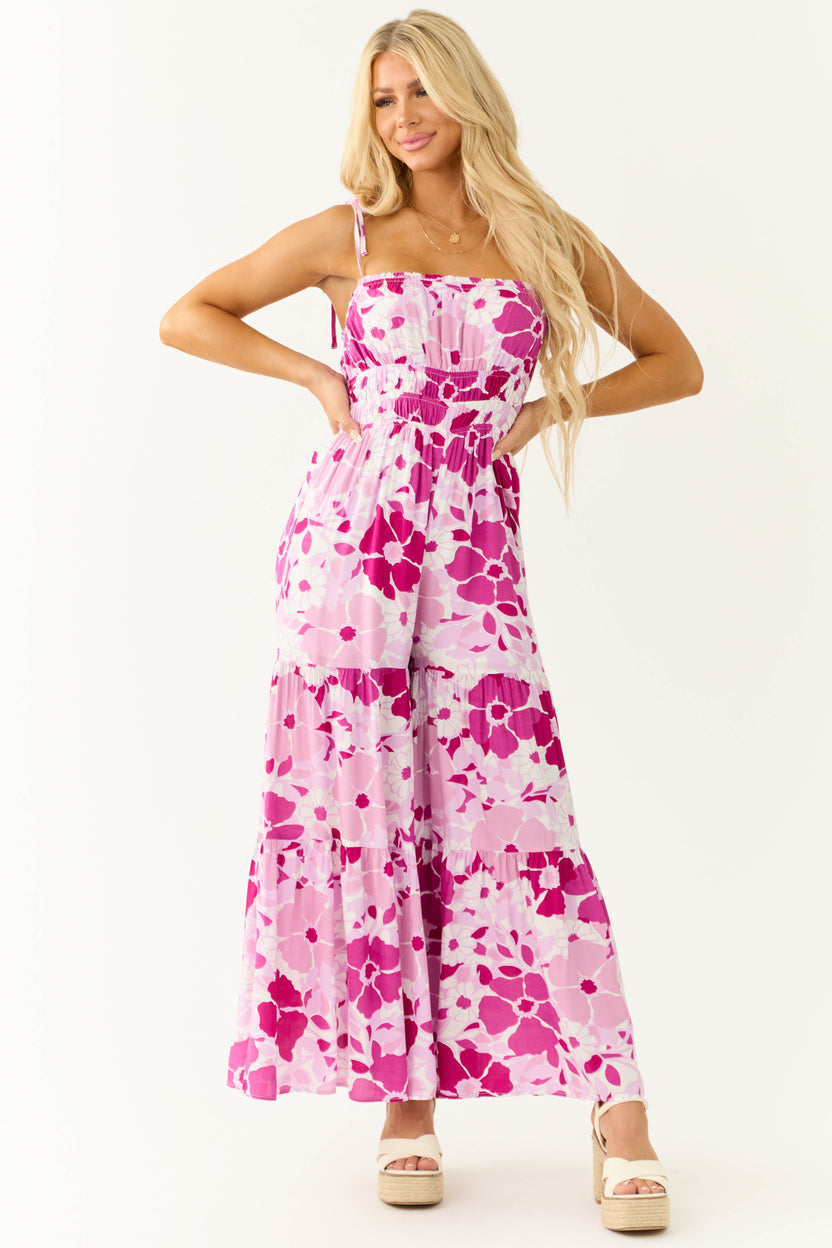 Mauve Floral Print Flowy Jumpsuit