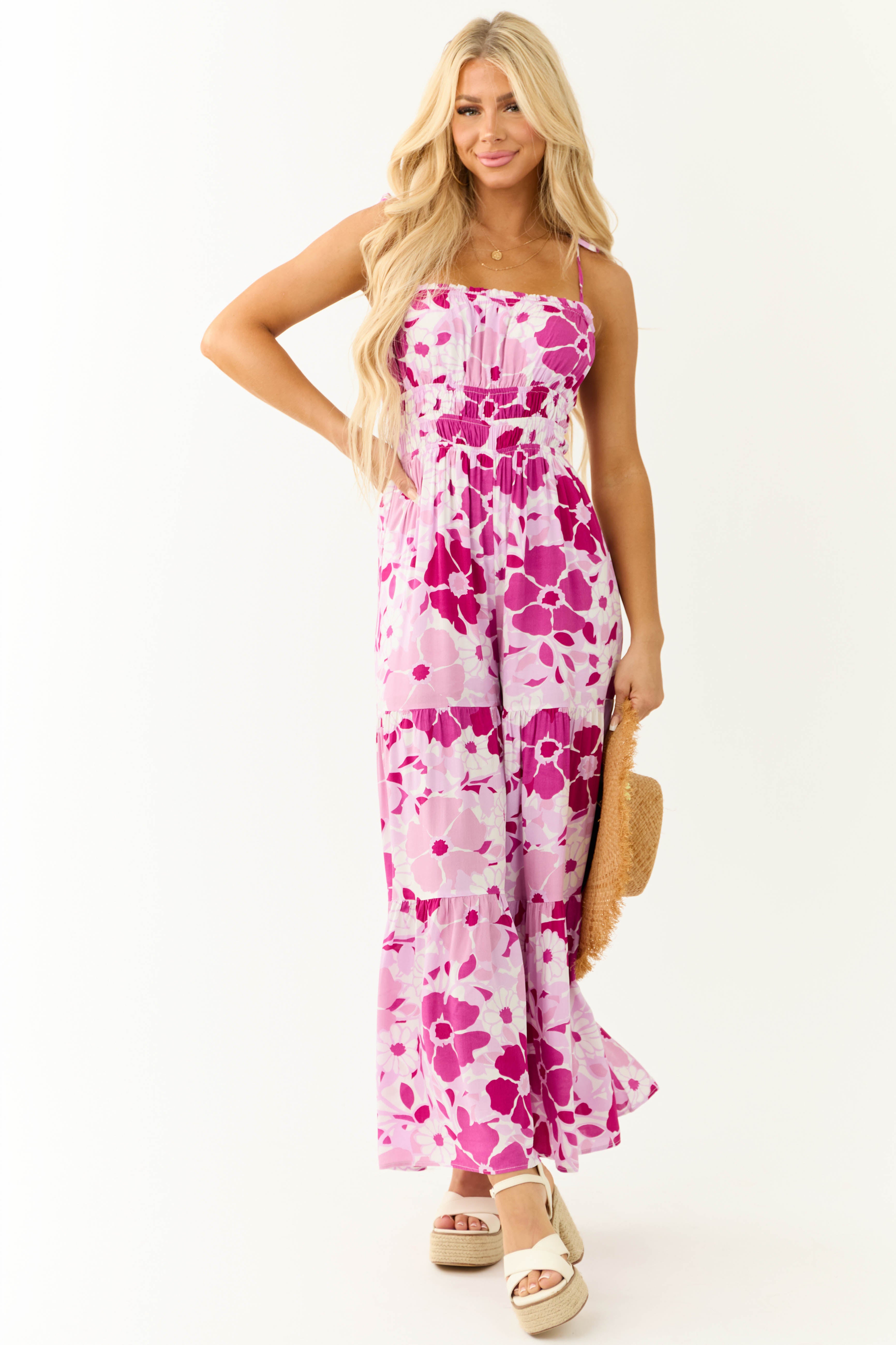 Mauve Floral Print Flowy Jumpsuit