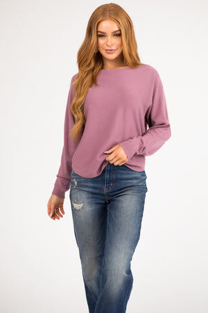 Mauve Ribbed Trim Super Soft Light Sweater