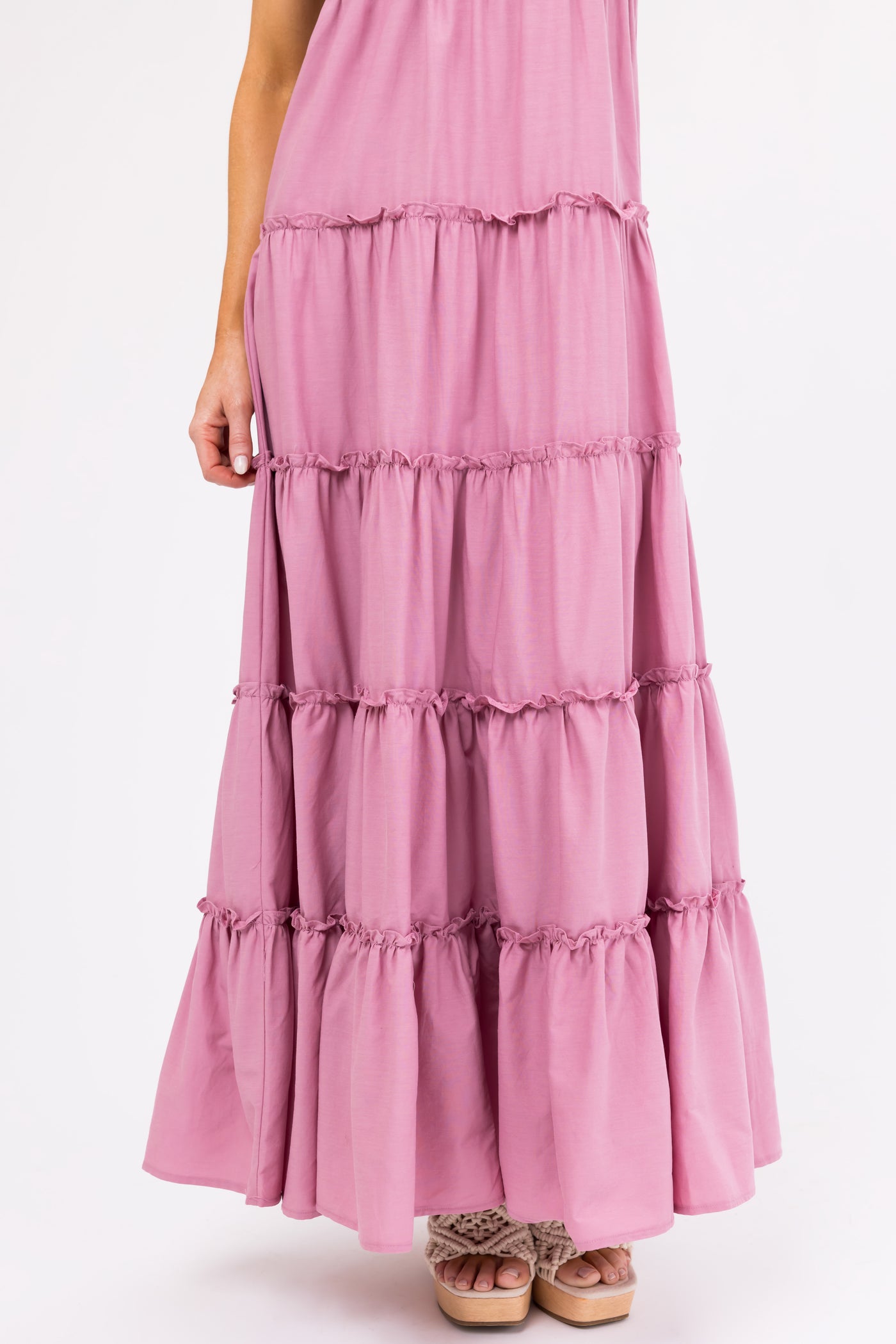 Mauve Smocked Top Tiered Maxi Dress