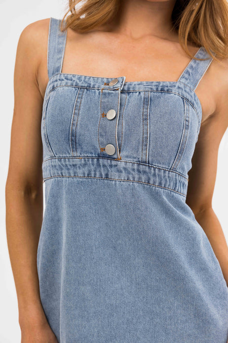 Medium Wash Denim Empire Waist Dress