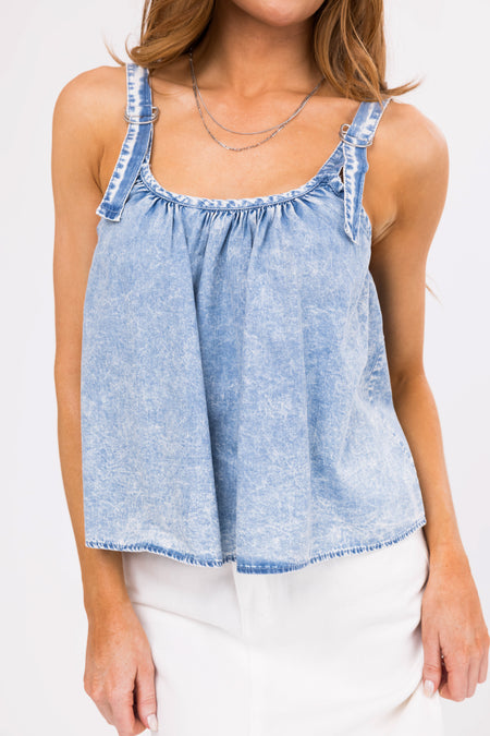 Medium Wash Lightweight Denim Tank Top