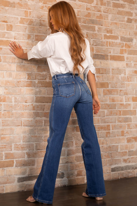 Medium Wash Ultra High Rise Flare Jeans