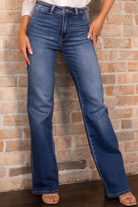 Medium Wash Ultra High Rise Flare Jeans