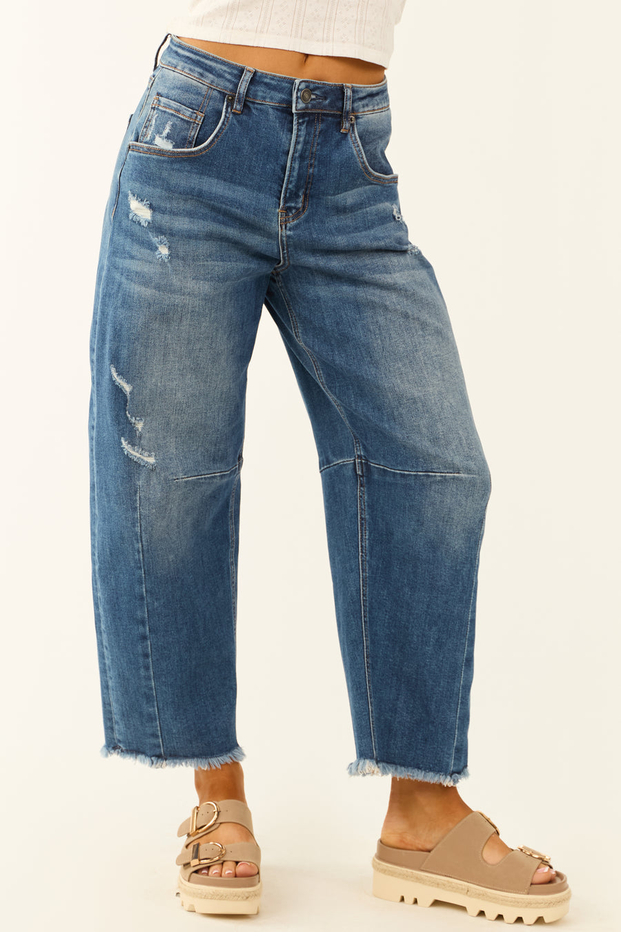 Mica Denim Dark Wash Ankle Stretchy Barrel Jeans