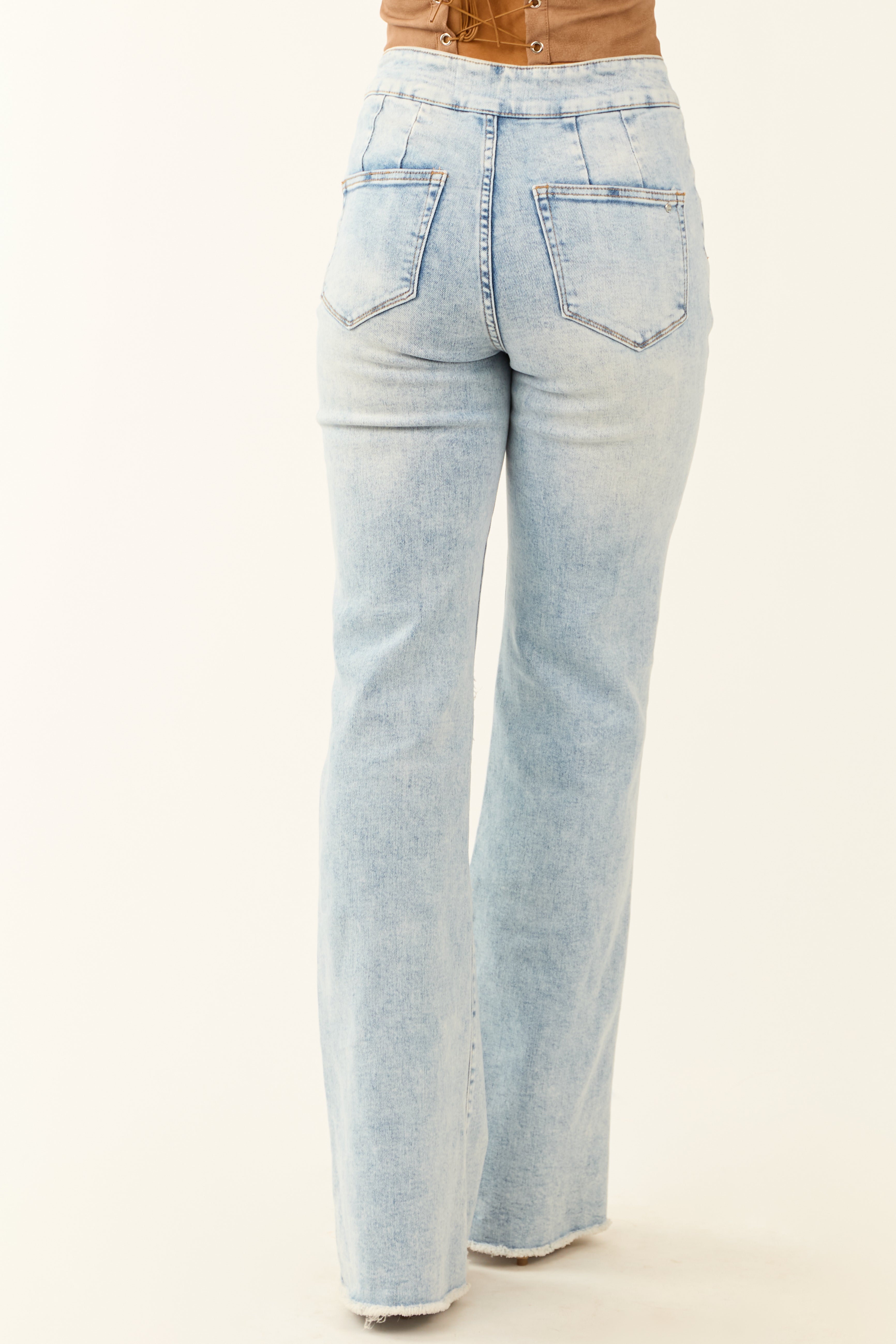 Mica Denim Light Acid Wash Stretchy Flare Jeans