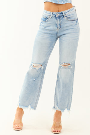 Mica Denim Light Wash Stretchy Straight Jeans