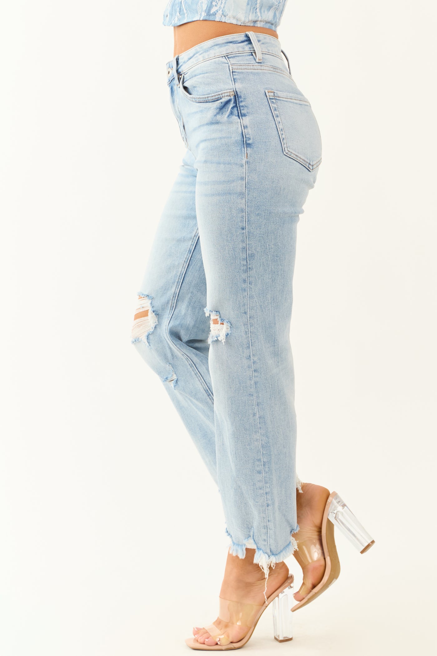 Mica Denim Light Wash Stretchy Straight Jeans