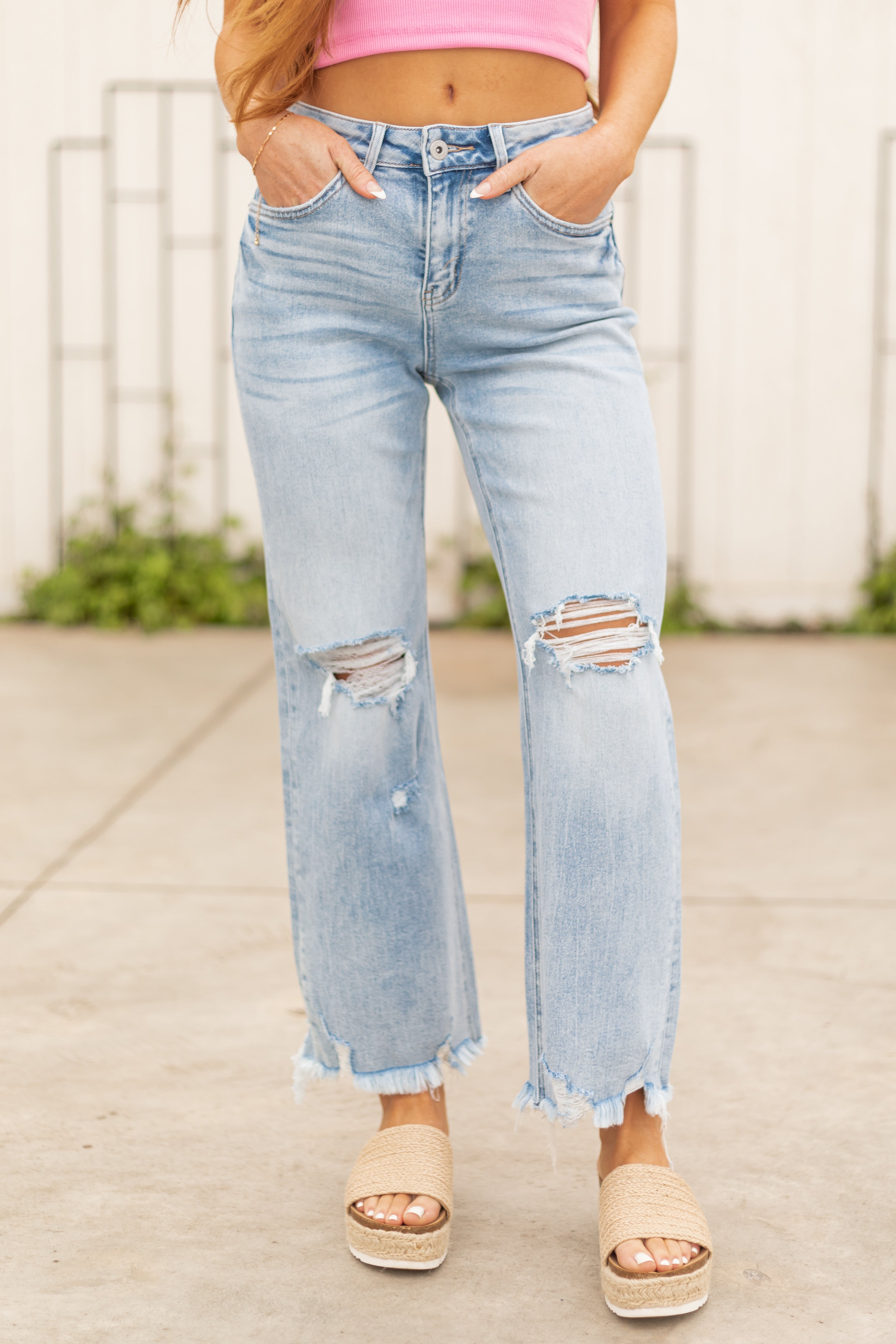 Mica Denim Light Wash Stretchy Straight Jeans