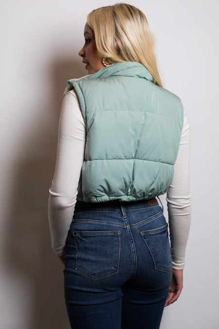 Mint Reversible Zip Up Puffer Vest