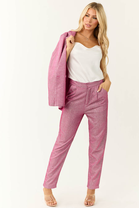 Mulberry High Rise Straight Leg Metallic Pants