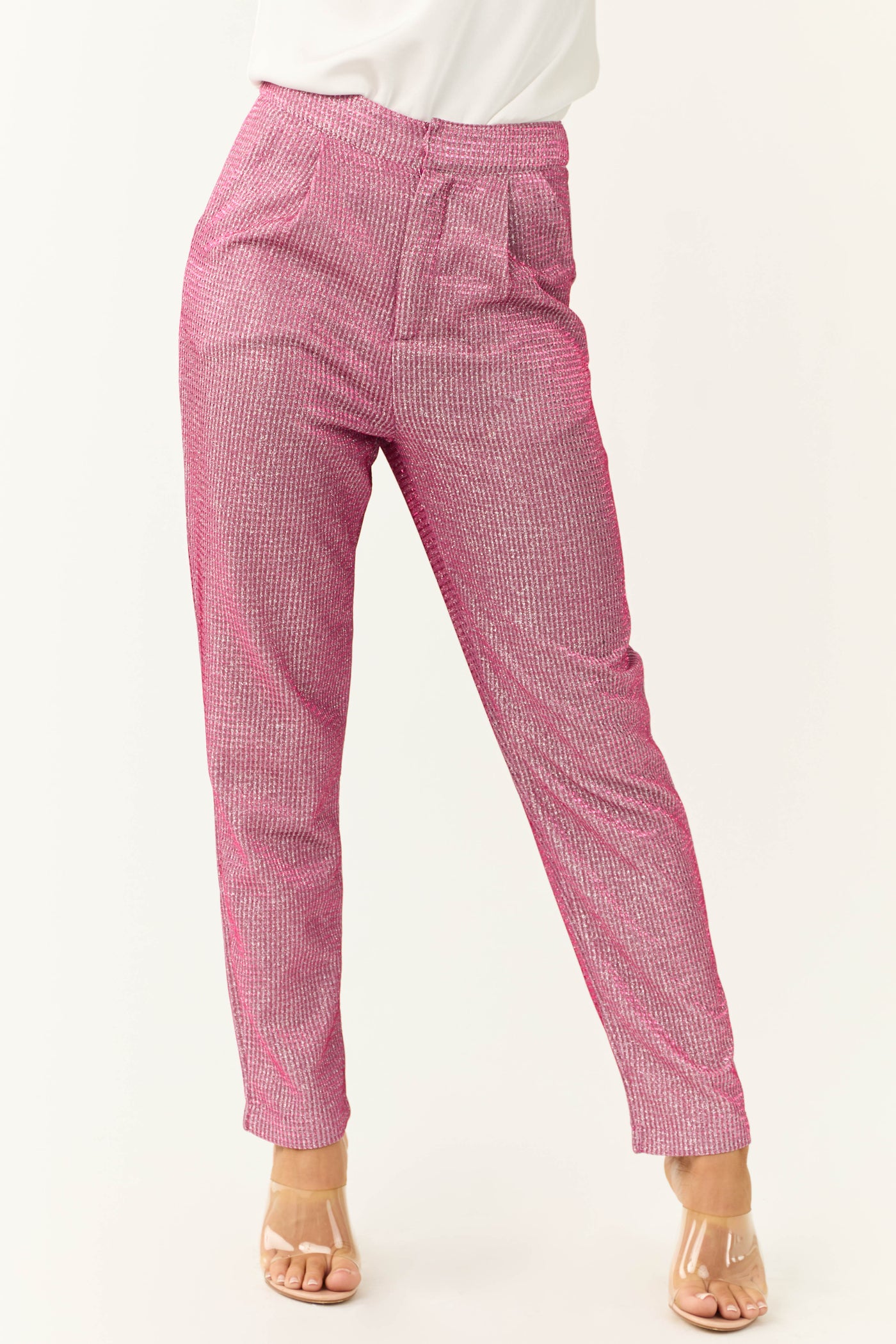 Mulberry High Rise Straight Leg Metallic Pants