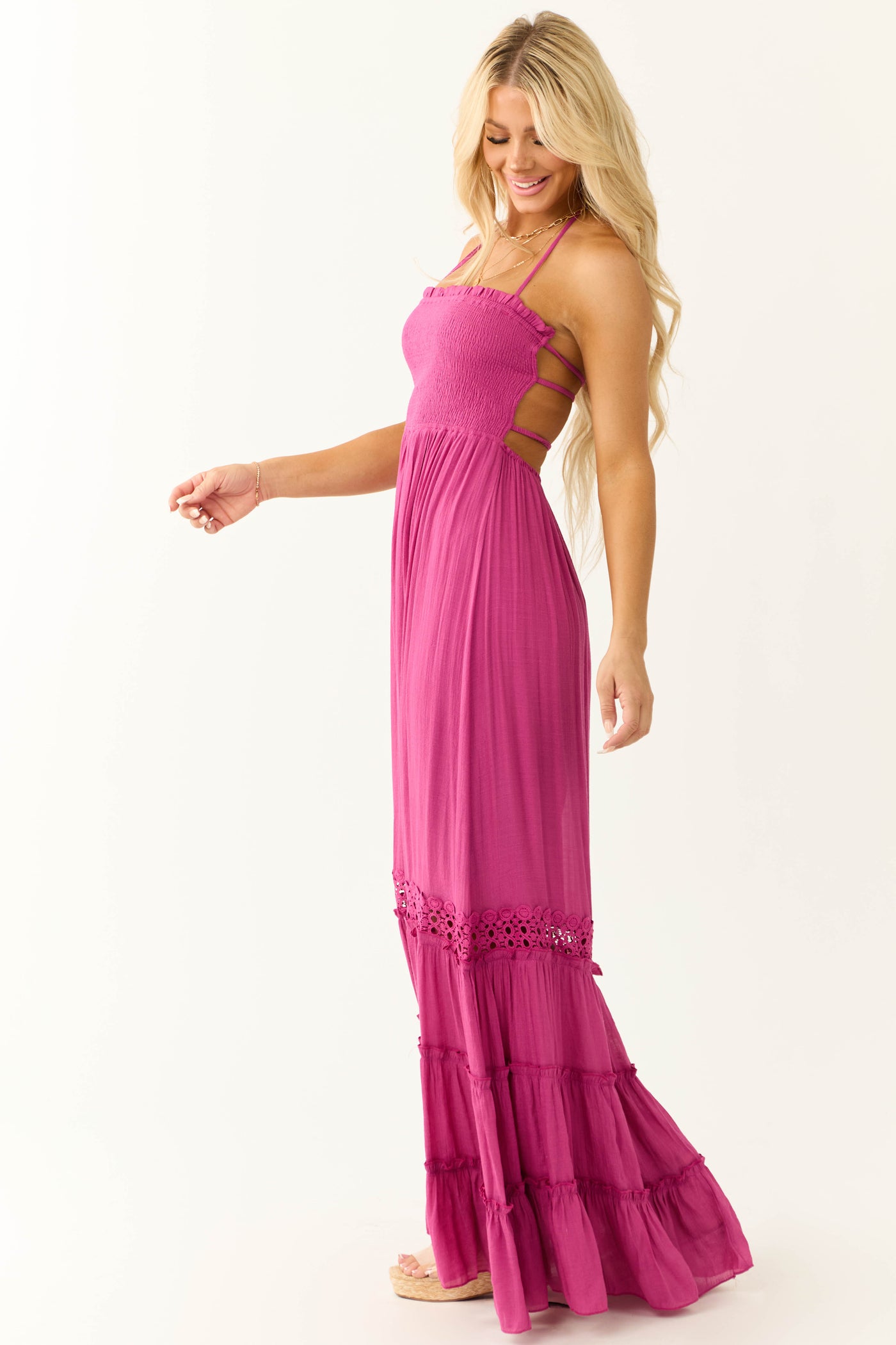 Mulberry Sleeveless Tiered Smocked Maxi Dress