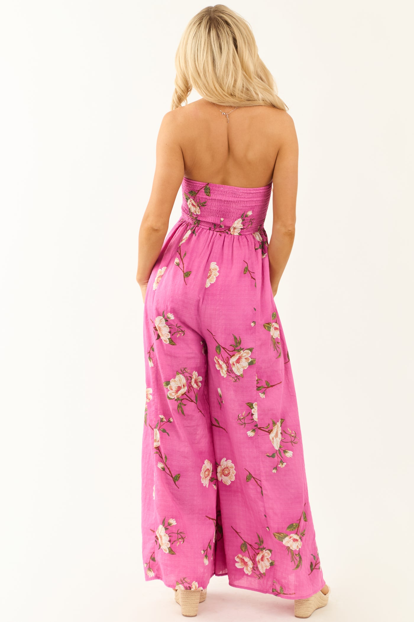 Mulberry Strapless Wide Leg Floral Print Jumpsuit