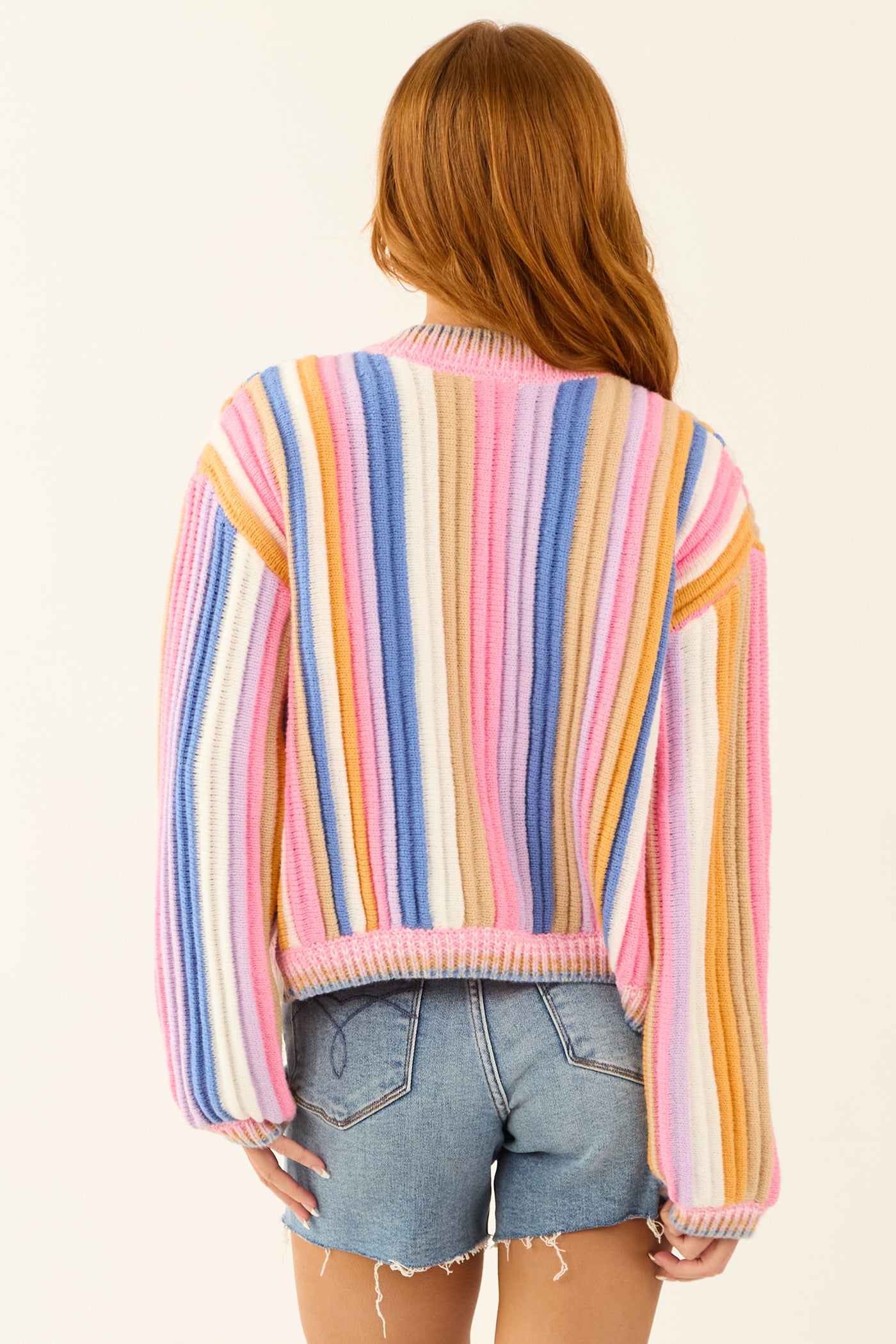 Multicolor Abstract Textured Open Front Cardigan