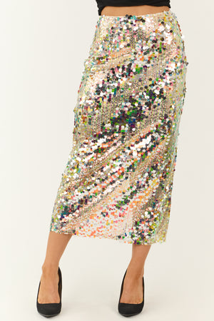 Multicolor Sequin Pencil Midi Skirt