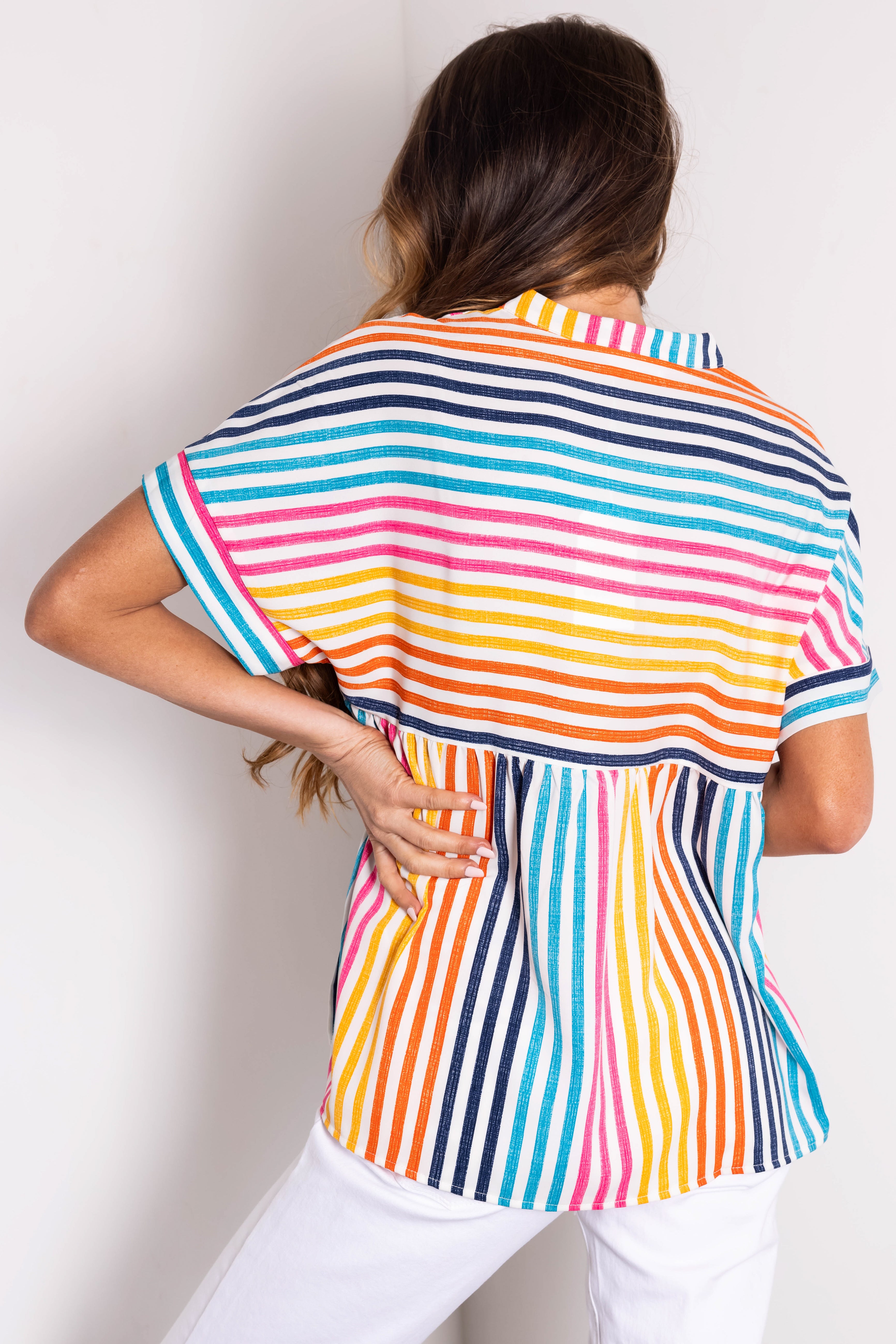 Multicolor Striped Relaxed Fit Blouse