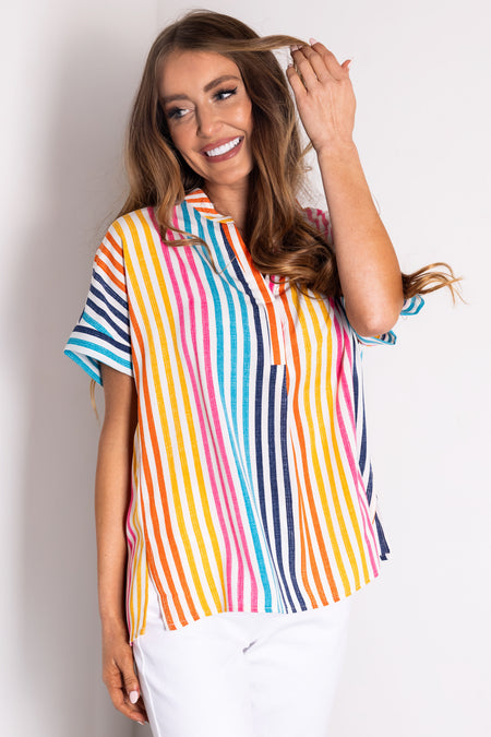 Multicolor Striped Relaxed Fit Blouse