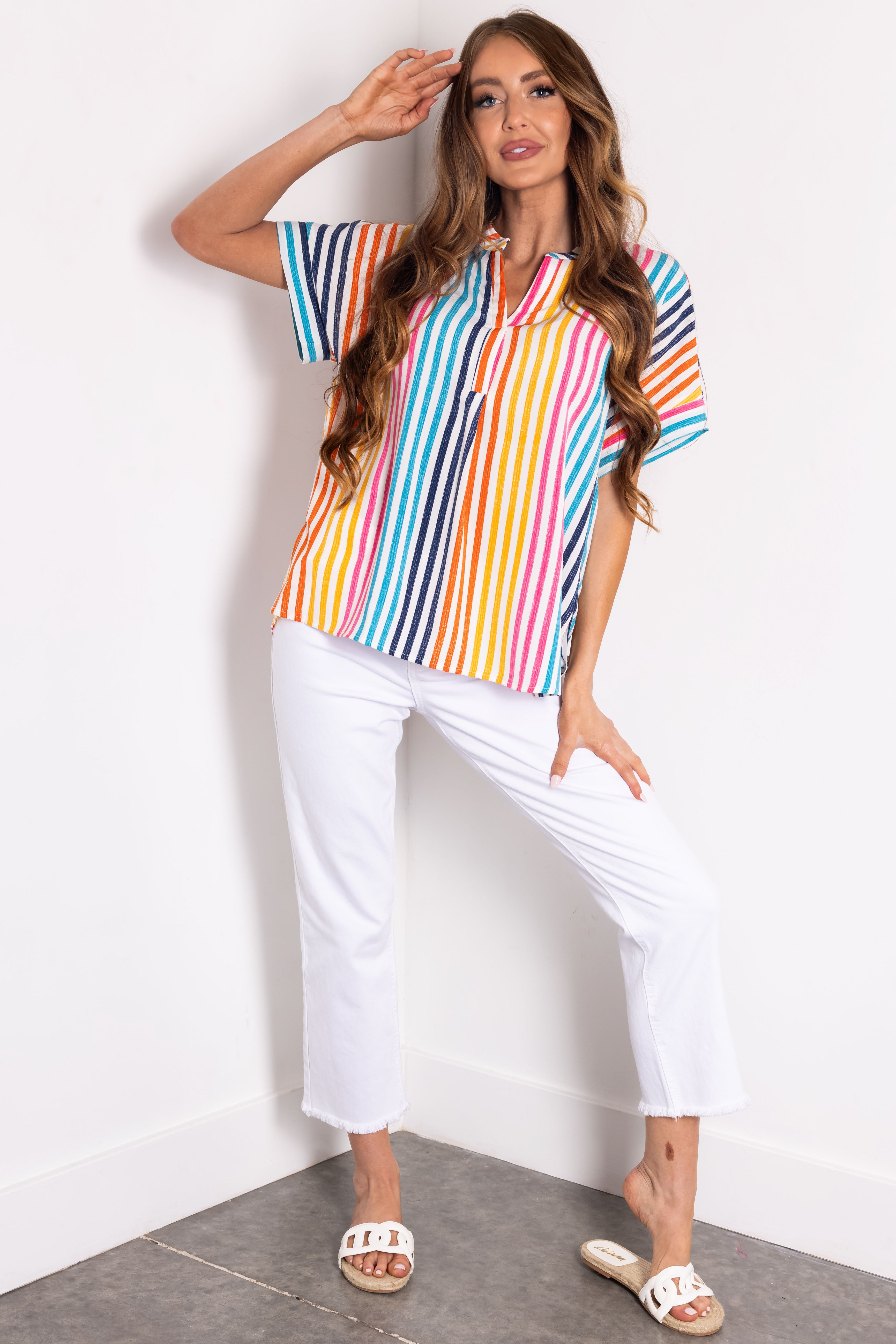 Multicolor Striped Relaxed Fit Blouse