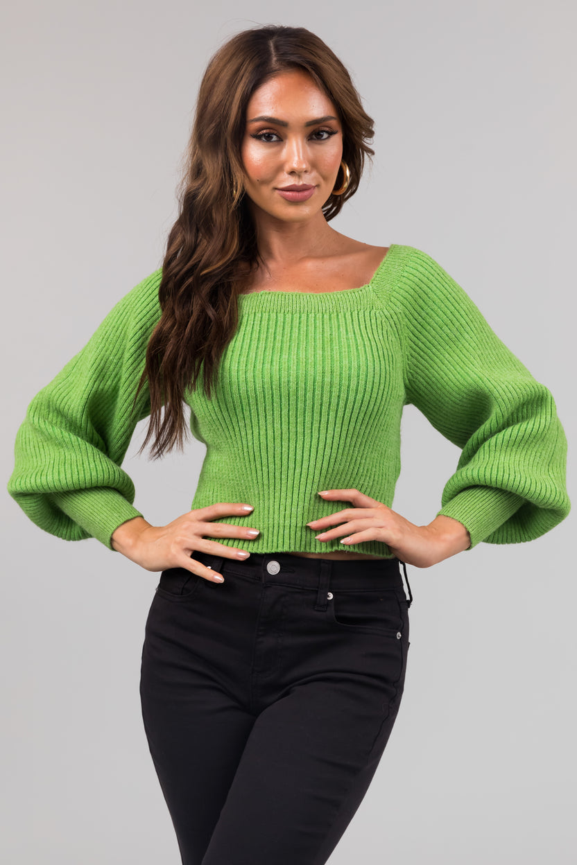 Muted Kiwi Boatneck Ribbed Sweater