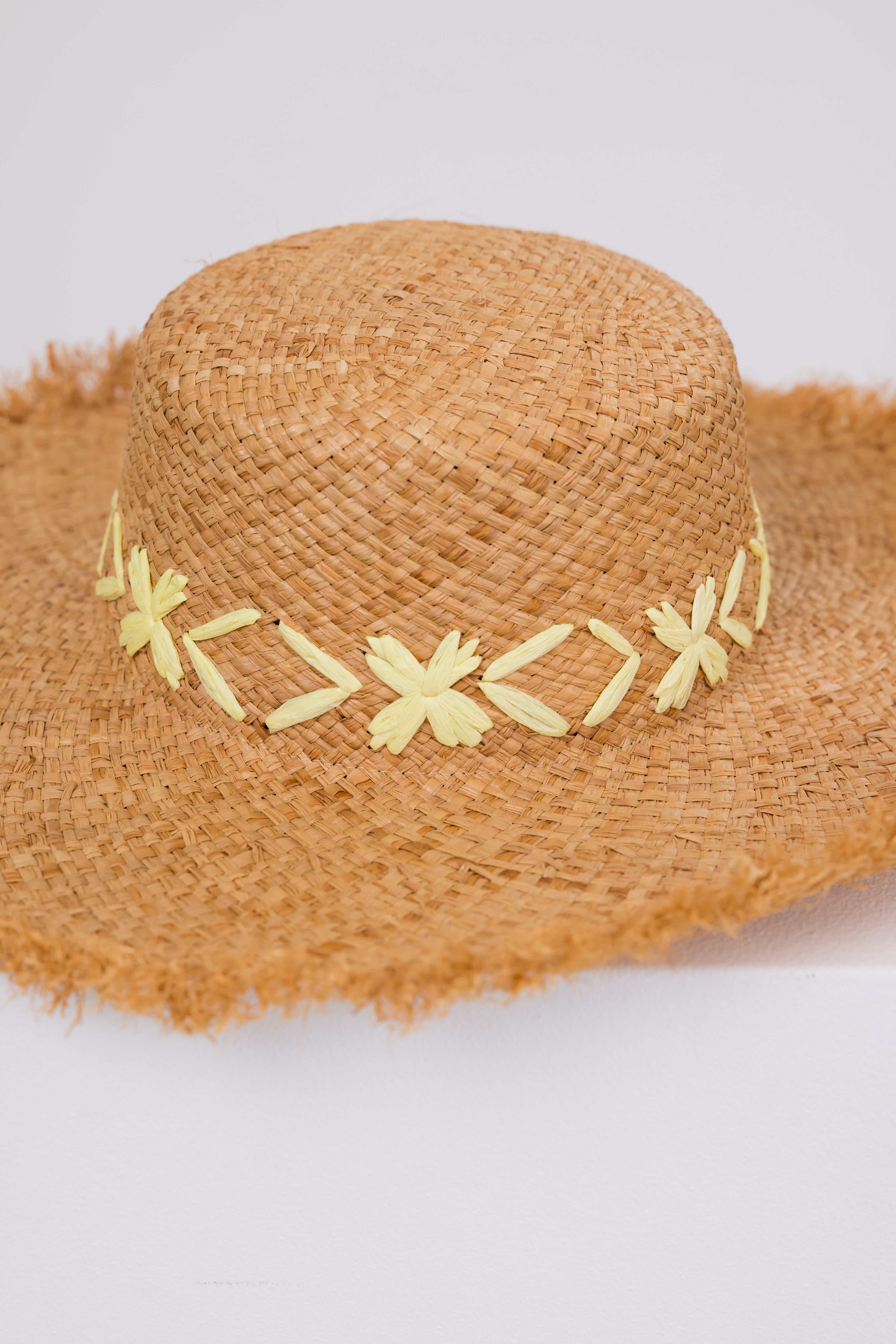 Natural Raffia Sun Hat with Yellow Details