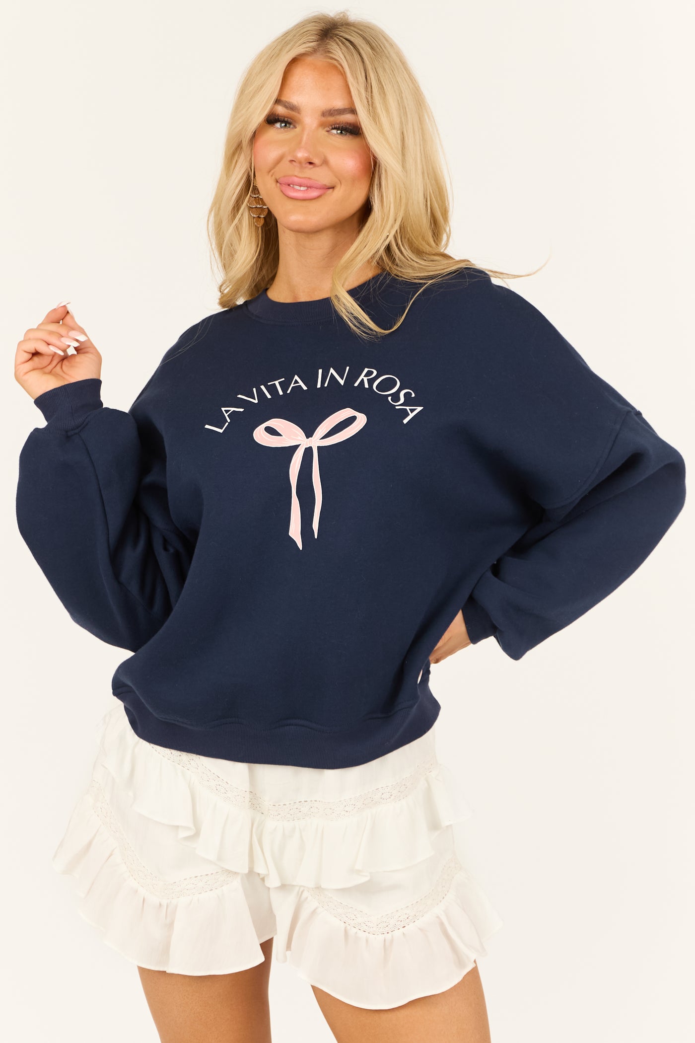 Navy 'La Vita in Rosa' Graphic Sweatshirt