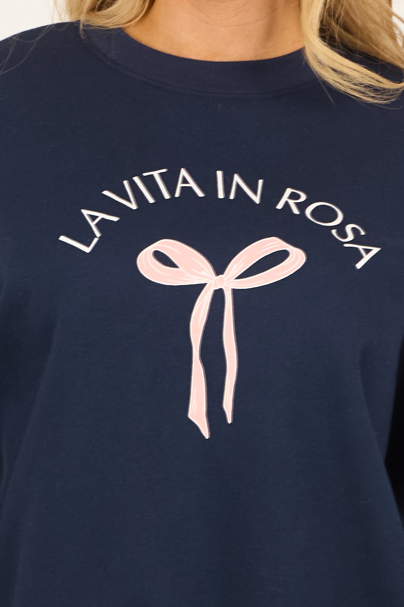 Navy 'La Vita in Rosa' Graphic Sweatshirt