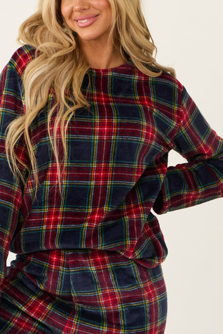 Navy Plaid 2 Piece Soft Pajama Set