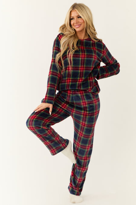 Navy Plaid 2 Piece Soft Pajama Set