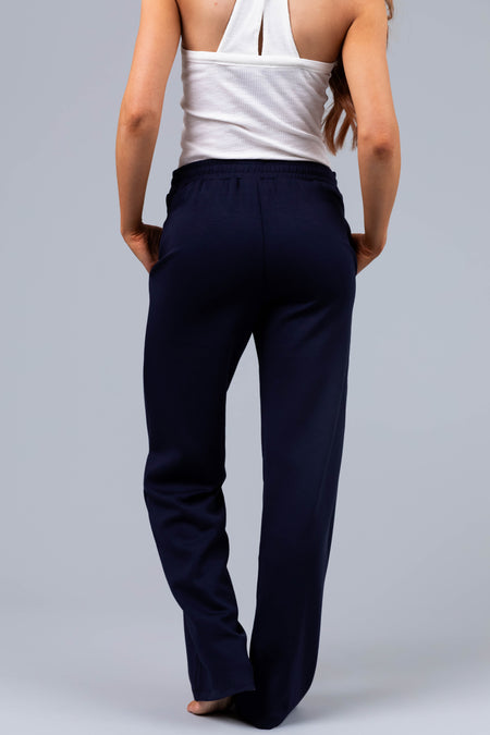 Navy Straight Leg Drawstring Comfy Pants